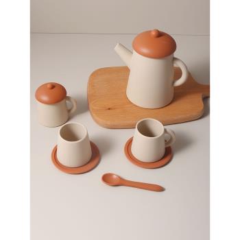 食品級硅膠茶壺套裝兒童過家家下午茶仿真茶具廚房玩具北歐風