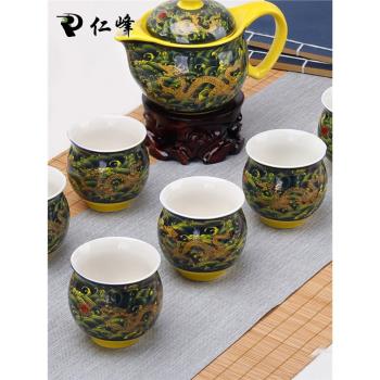 茶具套裝陶瓷防燙雙層杯功夫茶具茶杯中式青花瓷茶壺家用簡約大號