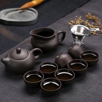 紫砂功夫茶具套裝家用紫泥整套茶具簡約西施茶壺茶杯陶瓷茶具現代