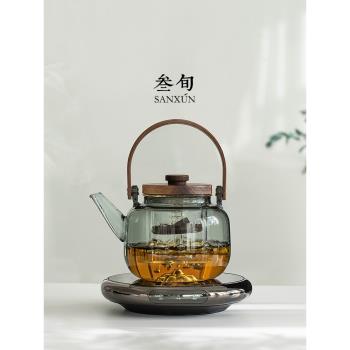 叄旬煮茶壺圍爐煮茶器玻璃耐高溫燒水泡茶壺家用小型電陶爐煮茶爐