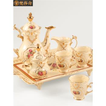歐式陶瓷咖啡具英式下午茶具茶壺套裝奢華歐式咖啡杯碟下午茶杯具