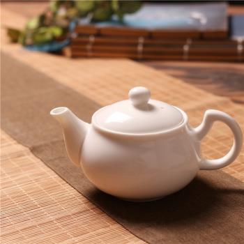 玉瓷茶壺純白小壺陶瓷功夫茶具家用小號單泡茶壺白瓷150毫升把壺