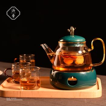 涵香茶具套裝輕奢水果茶杯套裝下午茶茶具蠟燭加熱茶壺保溫花茶壺