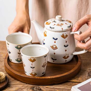 日本進口陶瓷茶壺波佐見燒復古風格茶杯日式粗陶創意功夫茶具托盤