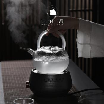 正佳源日式煮茶器黑陶電陶爐耐熱玻璃燒水壺黑茶茶壺家用茶具套裝