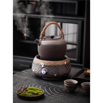 鎏金粗陶電陶爐小型復古高端圍爐煮茶家用室內煮茶器陶瓷茶壺套裝