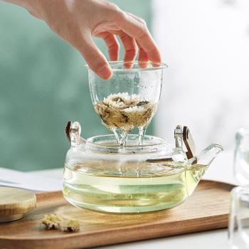 日式耐高溫玻璃茶壺茶具套裝家用紅茶功夫茶茶杯隔熱杯過濾沖茶器