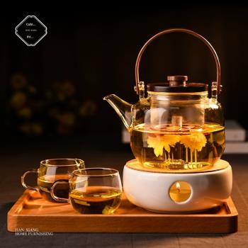 涵香下午茶茶具提梁套裝水果茶壺輕奢風格加熱玻璃英式茶具套裝