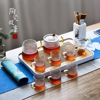 陶瓷故事茶具套裝茶盤茶道客廳家用茶臺整套功夫茶具小玻璃泡茶壺