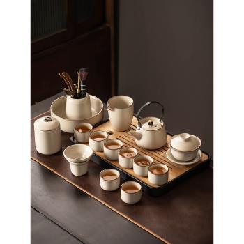 中式景德鎮汝窯功夫茶具套裝家用陶瓷茶壺蓋碗茶杯茶盤輕奢高檔喝