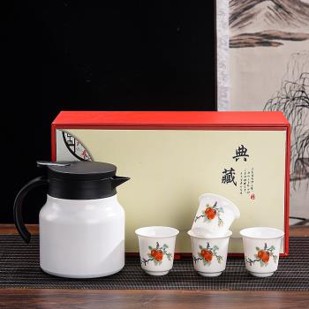 中式燜茶壺老白茶保溫壺燜燒泡茶家用陶瓷茶杯功夫茶具套裝禮盒