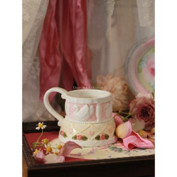 鐺哩鐺vintage|復古宮廷風天鵝陶瓷釉下彩馬克杯水杯浪漫禮物