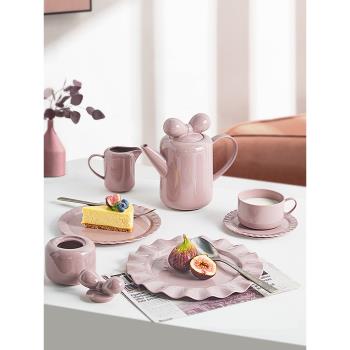 網紅款英式茶具蝴蝶結精致陶瓷輕奢茶高顏值茶壺茶具套裝下午茶具