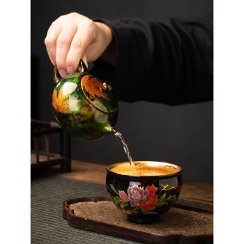 漆器茶具福州大漆手工製作楓葉紫砂茶壺家用泡茶壺西施壺禮盒裝