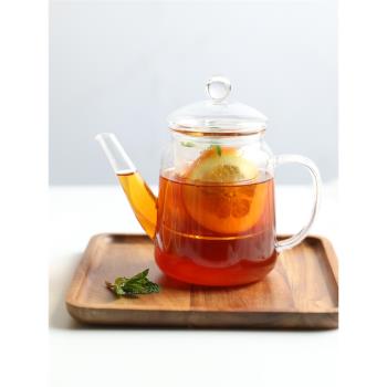 日式玻璃茶壺透明耐高溫玻璃花茶壺家用泡茶壺加厚茶具煮泡水果茶