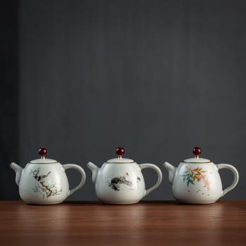 汝窯茶壺單壺家用功夫茶具陶瓷冰裂新中式復古泡茶器汝瓷手工可養