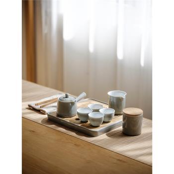 聞說日式煙灰簡約茶壺茶具套裝家用輕奢泡茶陶瓷茶器喝茶茶杯茶盤