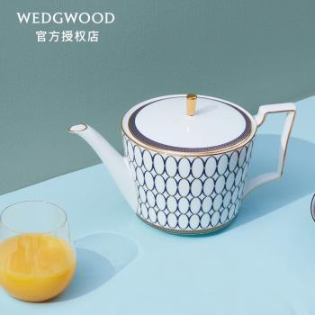 Wedgwood Renaissance Gold金粉年華紅色藍色骨瓷1L茶壺/咖啡壺