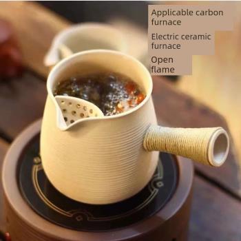 圍爐煮茶烤奶茶壺側把壺日式家用戶外碳烤煮茶壺耐高溫可明火茶壺