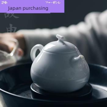 日本甜白釉文旦壺 白瓷手工泡茶陶瓷茶壺過濾家用茶具中式茶壺