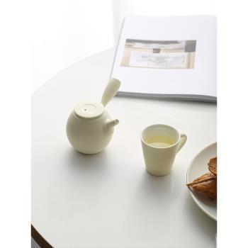 宜集堂INS奶油陶瓷茶壺泡茶家用功夫茶具單壺日式側把下午茶高階