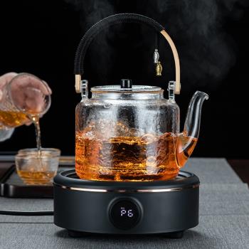 電陶爐煮茶家用玻璃燒水壺小型煮茶器煮茶爐蒸汽煮茶壺大容量加厚
