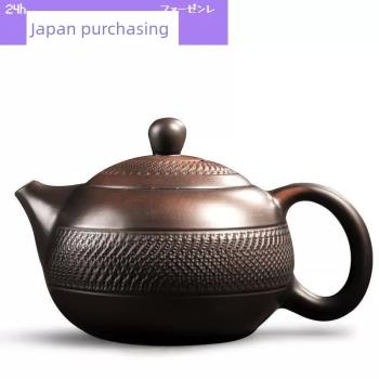 日本建水紫陶茶壺手工跳刀紋西施壺紫砂壺陶瓷家用大號功夫茶具泡