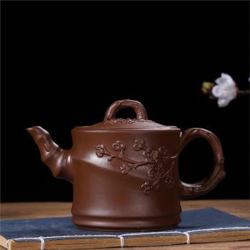 紫砂壺手工泡茶壺大容量高梅竹壺過濾朱泥壺單壺家用功夫茶具套裝