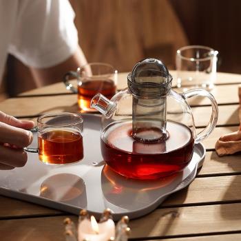 高硼硅耐高溫玻璃茶壺套裝大容量辦公養生泡茶過濾水壺杯子煮茶器