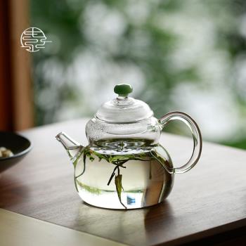 河素山房 高檔葫蘆小泡壺200ml高硼硅家用耐熱帶過濾綠茶玻璃茶壺