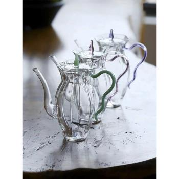 水仙玻璃壺泡綠茶專用茶壺耐熱透明高硼硅家用花茶壺圍爐冰茶茶具