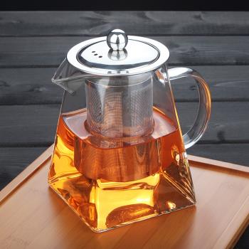 不銹鋼過濾茶具加厚防燙耐熱玻璃茶壺耐高溫高硼硅精致紅茶泡茶壺