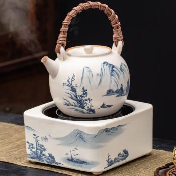圍爐煮茶器電陶爐煮茶器家用蘇打釉耐高溫陶瓷茶壺茶具套裝燒水器