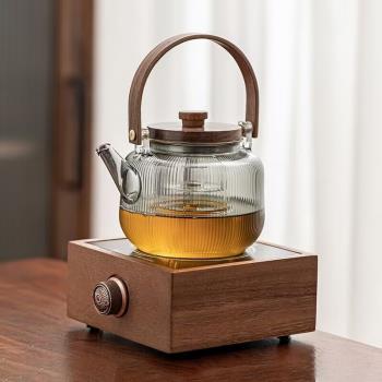 圍爐煮茶壺煮茶器新款加厚玻璃耐高溫燒水泡花茶白茶電陶爐煮茶爐