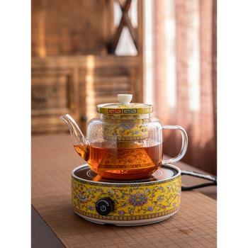 琺瑯彩煮茶壺電陶爐家用泡茶養生壺套裝專用耐高溫玻璃壺蒸煮茶器