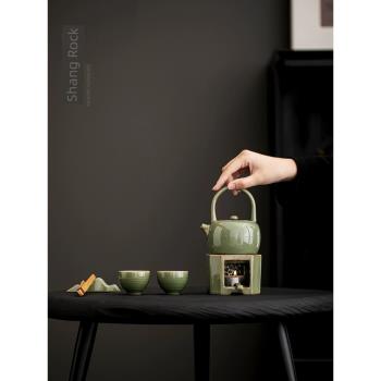 復古提梁壺溫茶爐茶具套裝家用簡約蠟燭加熱茶爐茶壺全套暖茶爐