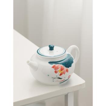 輕奢高白瓷茶壺茶具套裝家用單壺日式辦公功夫陶瓷羊脂玉瓷泡壺器