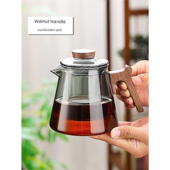 玻璃茶壺耐高溫木把泡茶壺中式家用花茶壺單壺電陶爐專用煮茶壺