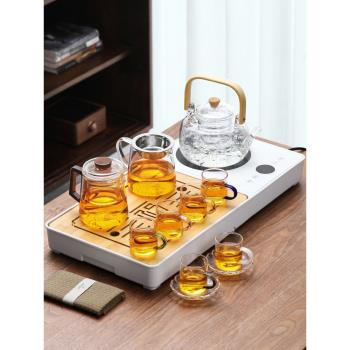 茶具組合套裝家用茶盤全自動一體燒水壺耐熱玻璃電陶爐煮茶壺泡茶