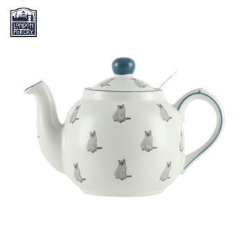 LondonPottery貓咪英國陶瓷茶壺帶濾網英式下午泡茶壺可愛高顏值