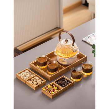 日式玻璃溫茶壺加熱底座蠟燭煮茶爐酒店餐廳花茶水果茶套裝煮茶器