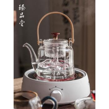 煮茶玻璃壺帶過濾蒸汽茶壺電陶爐用泡茶壺功夫茶具耐熱燒水提梁壺