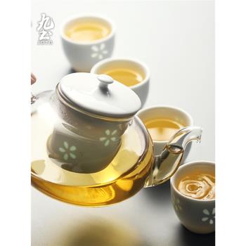 玻璃陶瓷玲瓏茶壺品茗杯套裝家用耐熱復古過濾煮功夫茶壺電陶爐用