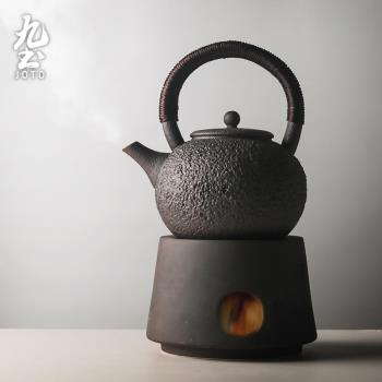 九土 壺粗陶日式提梁煮茶壺耐熱茶壺大容量電陶爐燒水壺功夫茶具