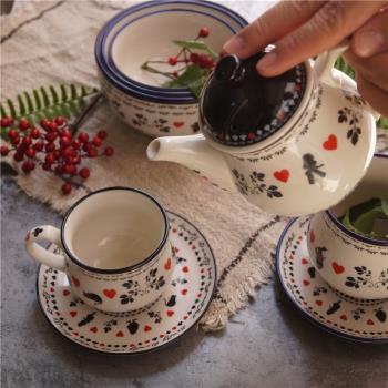北歐波蘭經典圖案 童話風愛麗絲夢游仙境愛心餐具咖啡杯面碗茶壺
