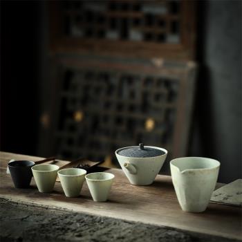 志野茶壺公道四杯六件禮盒套裝景德鎮純手工陶瓷茶具黑白素雅古樸