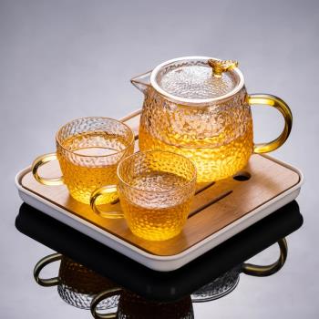 耐高溫加厚燒水分離套裝玻璃茶壺