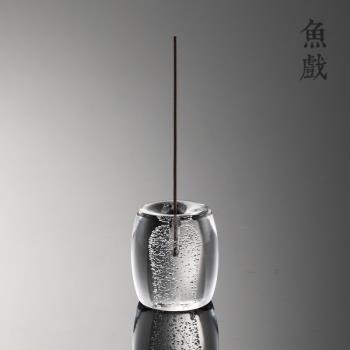 琉璃蓋置紫砂茶壺蓋託功夫茶具配件水晶玻璃擺件日式禪意茶道香插