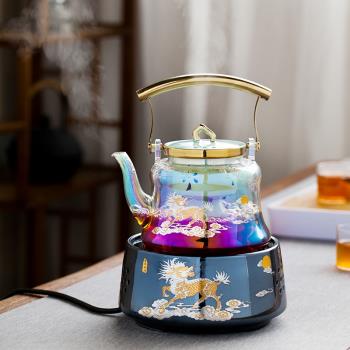 網紅玻璃蒸汽燒水煮茶壺茶具套裝泡茶器全自動花茶壺電陶茶爐家用
