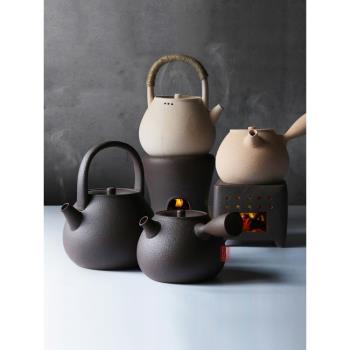 九土日式陶泥煮茶壺提樑手工燒水壺酒精炭爐電陶爐用功夫茶煮水壺